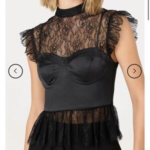 ASTR the Label Katarina Black Lace Sleeveless Blouse